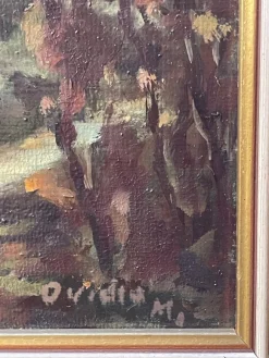 Online Pamono Ovidio Manetti, Rural Night Scene, 20th Century, Oil Painting on Canvas, Framed