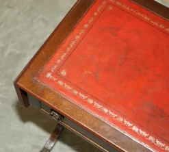 Pamono Oxblood Leather Extending Games Table from Bevan Funnell><noscript><img width=