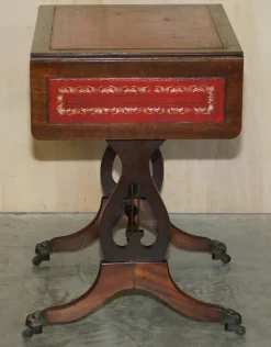 Pamono Oxblood Leather Extending Games Table from Bevan Funnell><noscript><img width=