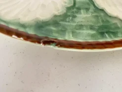 Best Pamono Oyster Plate in Majolica Green and White Color, France, 19th Century