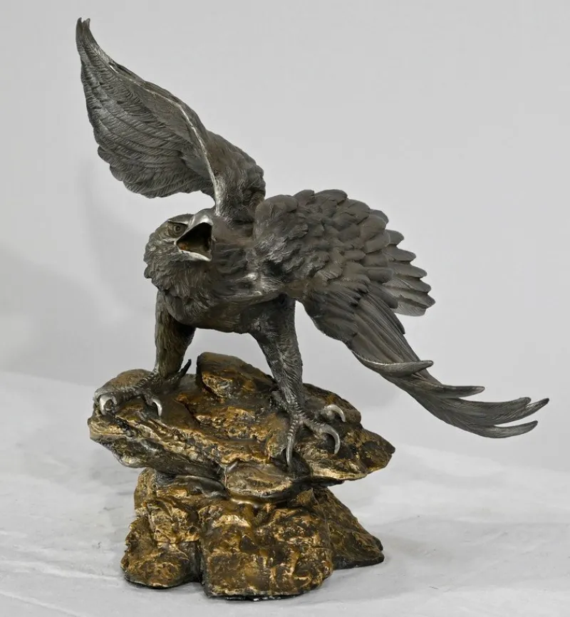 Hot Pamono P. Brunelle, Sculpture of Bald Eagle, 20th Century, Pewter
