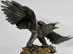 Hot Pamono P. Brunelle, Sculpture of Bald Eagle, 20th Century, Pewter