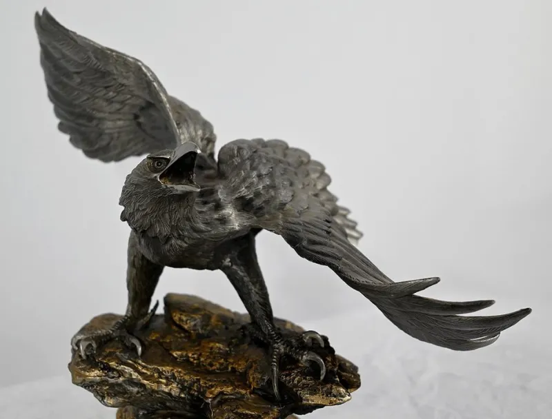 Hot Pamono P. Brunelle, Sculpture of Bald Eagle, 20th Century, Pewter