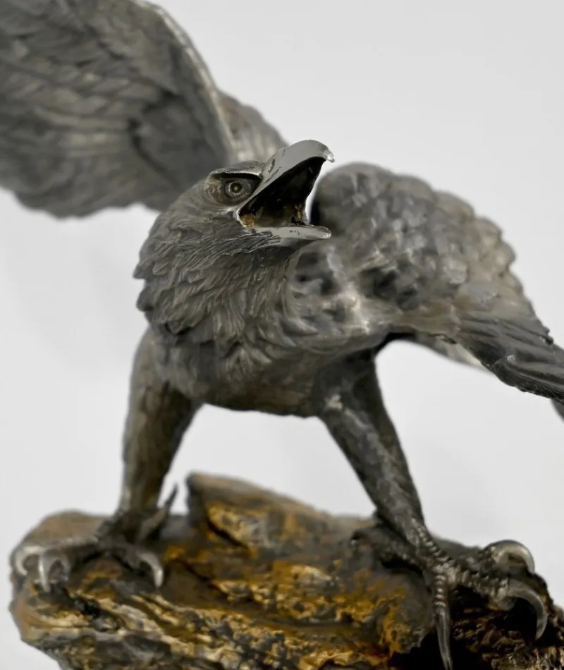 Hot Pamono P. Brunelle, Sculpture of Bald Eagle, 20th Century, Pewter