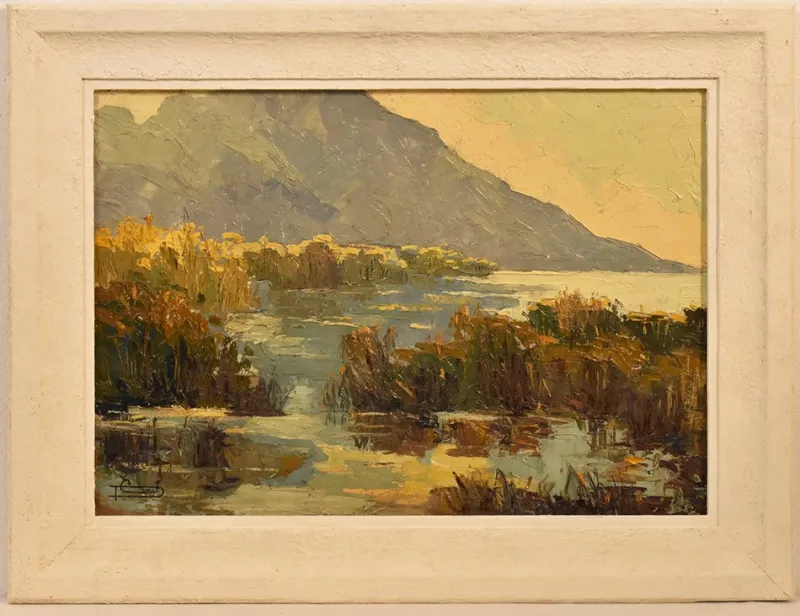 Online Pamono P. Genet, Landscape, Early 20th-Century, Oil on Canvas, Framed