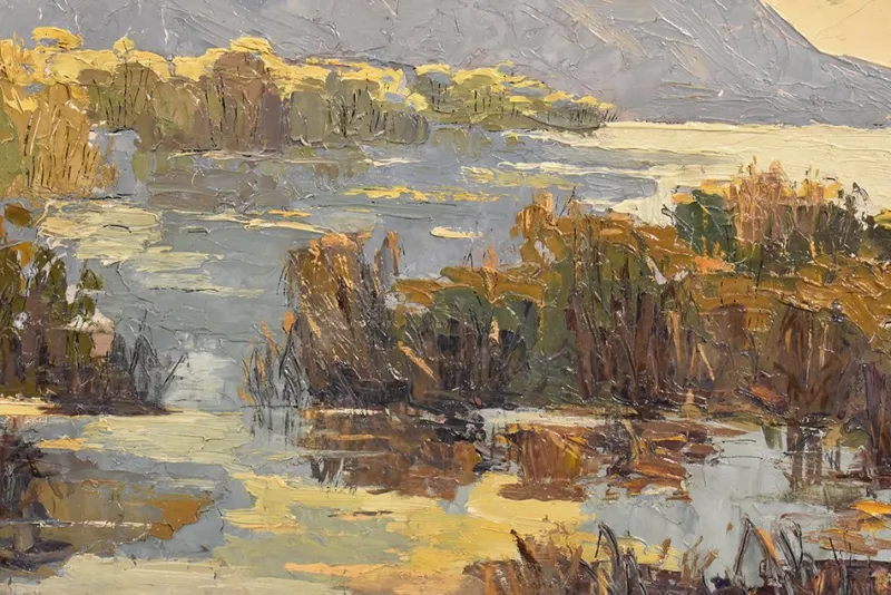 Online Pamono P. Genet, Landscape, Early 20th-Century, Oil on Canvas, Framed