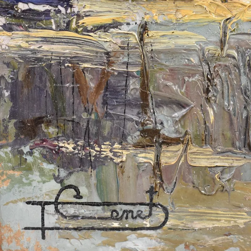 Online Pamono P. Genet, Landscape, Early 20th-Century, Oil on Canvas, Framed