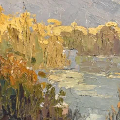 Online Pamono P. Genet, Landscape, Early 20th-Century, Oil on Canvas, Framed