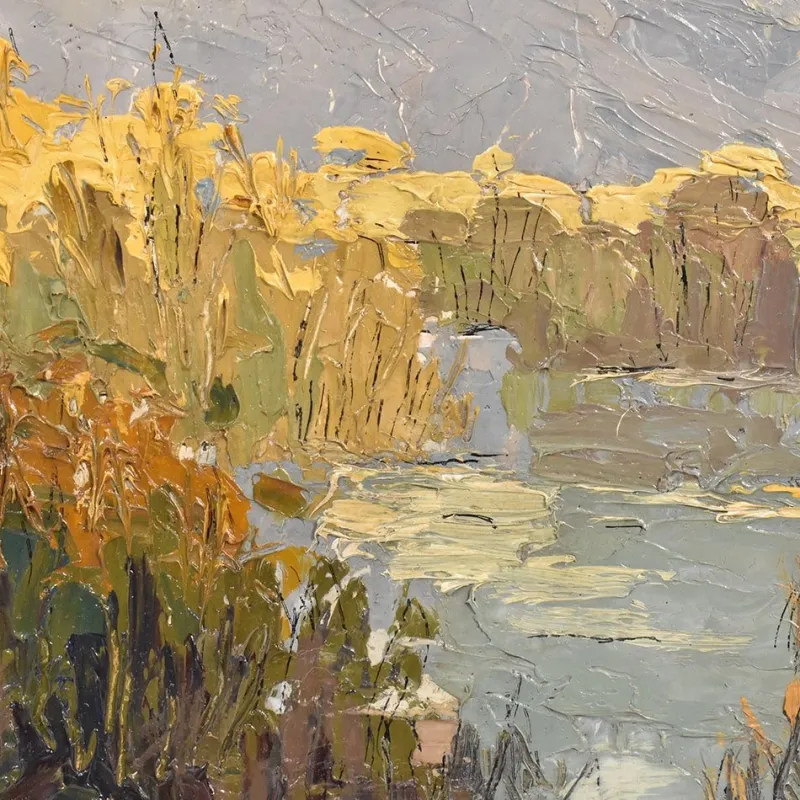 Online Pamono P. Genet, Landscape, Early 20th-Century, Oil on Canvas, Framed