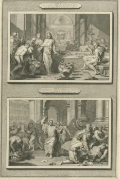 Pamono P. Mortier, Miracles of Christ Wedding at Cana & Cleansing of the Temple, 1700, Paper><noscript><img width=