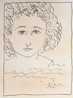 Outlet Pamono Pablo Picasso, Double Portrait, Hand-Signed Lithograph, 1954, Framed