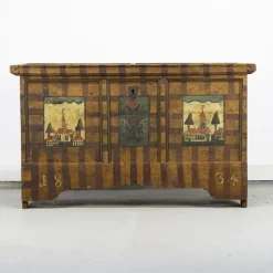 Pamono Painted Folk Art Chest, 1834><noscript><img width=