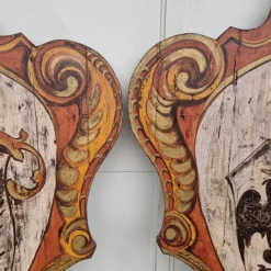 Pamono Painted Wooden Noble Shields, 1920s, Set of 2><noscript><img width=