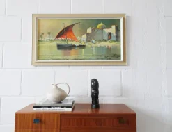 Pamono Painting Harry Winkler, African Coast, Germany, 1960s, Plastic & Wood & Paper><noscript><img width=