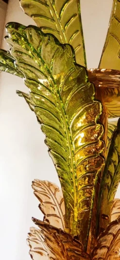 Pamono Palm Tree Floor Lamps in Brass & Murano Glass, Set of 2><noscript><img width=
