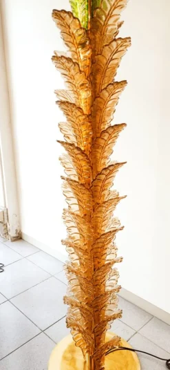 Pamono Palm Tree Floor Lamps in Brass & Murano Glass, Set of 2><noscript><img width=