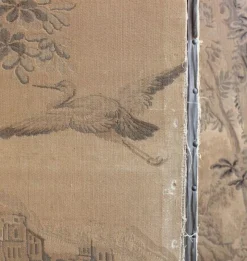 Pamono 4-Panel Room Divider with Embroidered Tapestry, England, Late 1800s><noscript><img width=