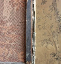 Pamono 4-Panel Room Divider with Embroidered Tapestry, England, Late 1800s><noscript><img width=