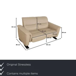 Pamono Panorama 3-Seater and 2-Seater Sofa in Beige Leatherfrom Stressless, Set of 2><noscript><img width=