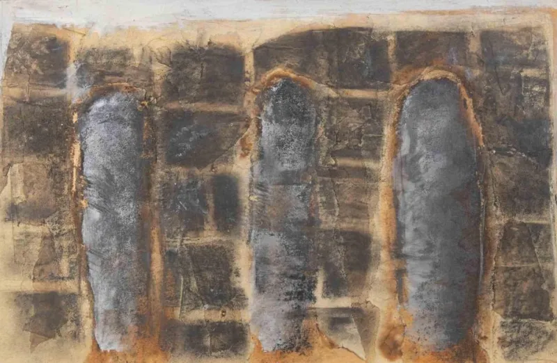 Pamono Paolo La Motta, Landscape, Graphite on Paper on Wood, 1998> Painting