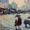 Pamono Paris Cityscape, 1950s, Oil on Canvas, Framed