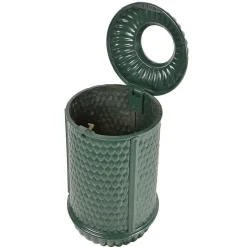 Pamono Parisian Public Trash Can in Green Enameled Cast Iron, 1970s><noscript><img width=