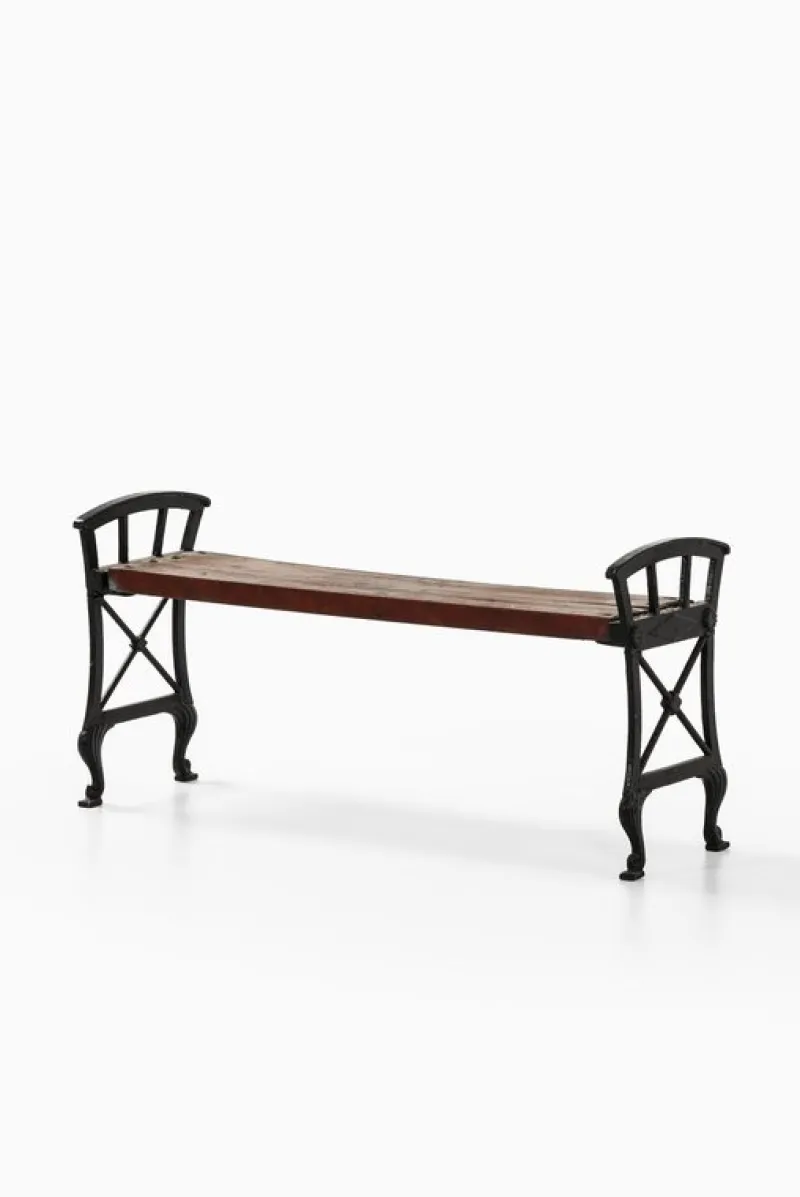 Pamono Parkbänk Nr 2 Bench in Cast Iron and Painted Wood attributed to Folke Bensow, 1920s