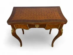 Pamono Parquetry Game Table with Green Felt Top, 1950s><noscript><img width=