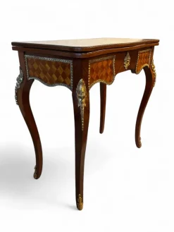 Pamono Parquetry Game Table with Green Felt Top, 1950s><noscript><img width=