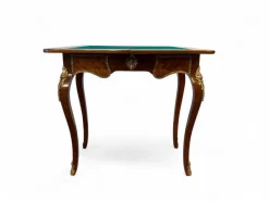 Pamono Parquetry Game Table with Green Felt Top, 1950s><noscript><img width=