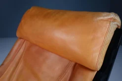 Pamono Patinated Cognac Leather Sgarsul Rocking Chair by Gae Aulenti for Poltronova, 1960s