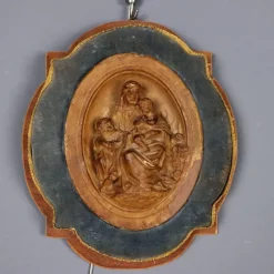 Pamono Patinated Plaster Bas-Reliefs, Set of 2><noscript><img width=