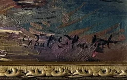 Pamono Paul Flaubert, Sunset in Venice, 1950s, Oil on Panel, Framed><noscript><img width=
