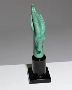 Outlet Pamono Paul Milet, Antelope Head Sculpture, 1930s, Porcelain