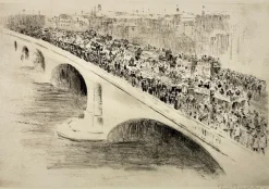 Pamono Paul Paeschke, London Towerbridge, Signed Etching> Impressionist