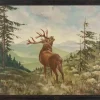 Sale Pamono Paul Wilde, Deer, Original Oil and Tempera, Early 20th Century, Framed