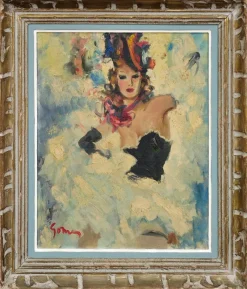 Pamono Paul-Elie Gernez, Cabaret Dancer, 1920s, Oil on Canvas, Framed> Impressionist