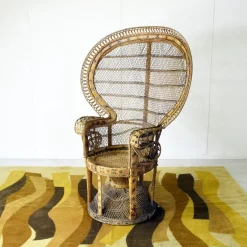 Pamono Peacock Chair in Rattan and Wicker, 1974><noscript><img width=