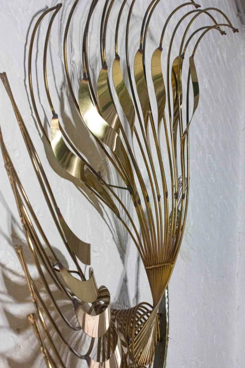 Pamono Peacock Wall Sculpture in Brass by Curtis Jere, 1980s> Wall Decor