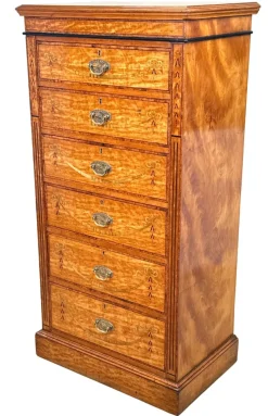 Pamono Pedestal Chest of Drawers in Satinwood, 1880> Dressers, Commodes & Chests