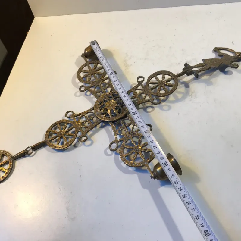 Pamono Pendant Cross Candleholder in Bronze, Greece, 1920s> Candleholders