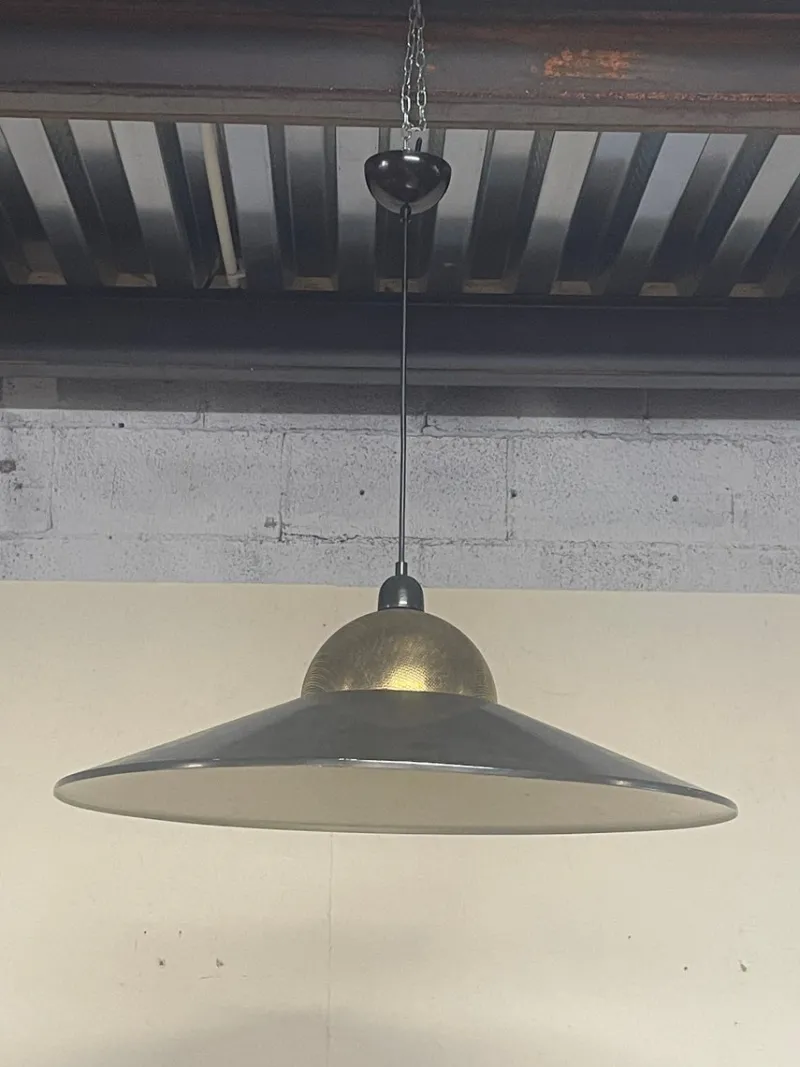 Pamono Pendant in Brass and Enameled Metal, 1970s> Ceiling Lights