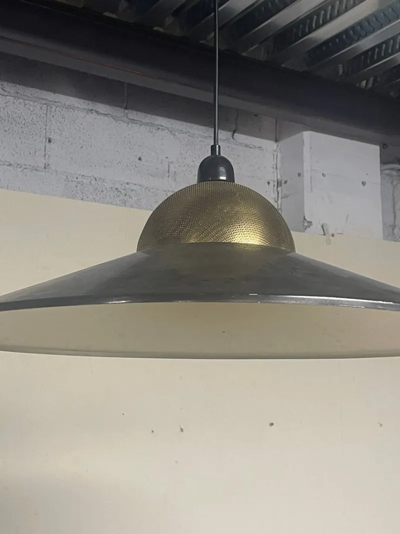 Pamono Pendant in Brass and Enameled Metal, 1970s> Ceiling Lights