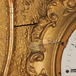 Pamono Pendulum Wall Clock in Wood & Gilt Metal><noscript><img width=
