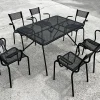 Pamono Perforated Metal Armchairs and Table in the style of Mathieu Matégot, 1950s, Set of 7