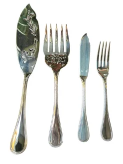 Sale Pamono Perles Fish Cutlery Service for 6 from Christofle, Set of 14