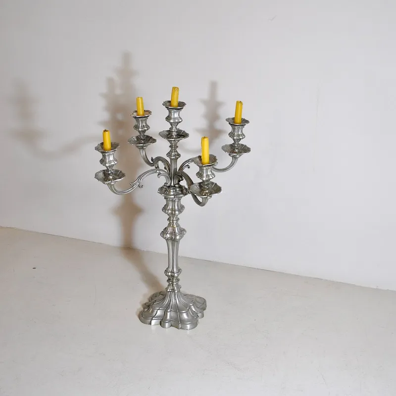 Pamono Pewter 5-Arm Candleholder, 1940s