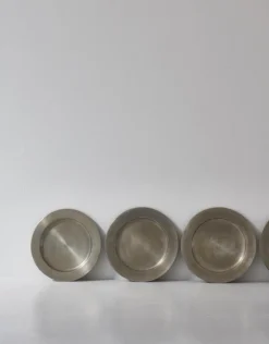 Pamono Pewter Charger Plates from Svenskt Tenn, Sweden, 1950s, Set of 6><noscript><img width=