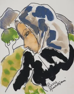 Discount Pamono Pierre Ambrogiani, The Peasant Woman, Original Signed Watercolor