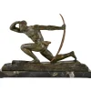 Pamono Pierre Le Faguays, Art Deco Sculpture of Athlete with Bow, 1930, Bronze on Marble Base> Art Deco